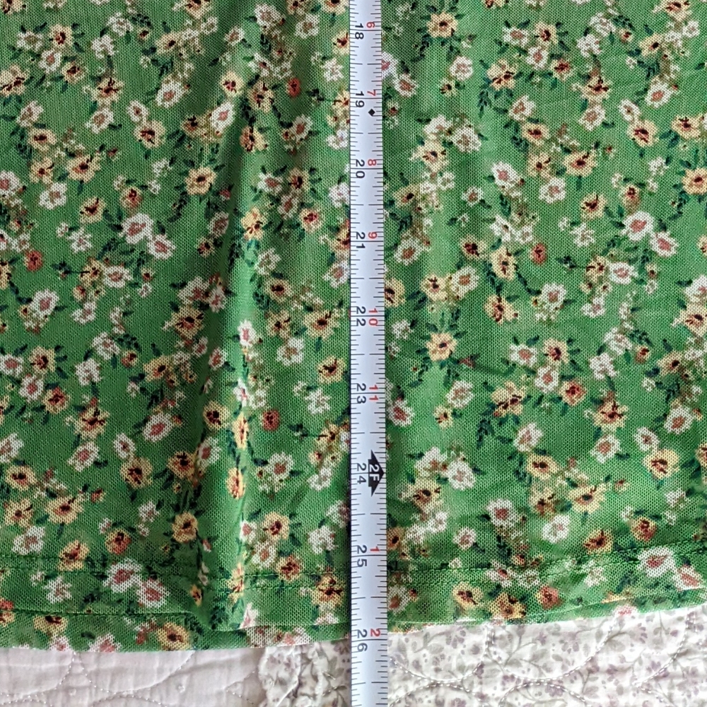 🔴SOLD🔴Vintage French Green Floral Print Mini Dress Size L - Picture 10 of 15